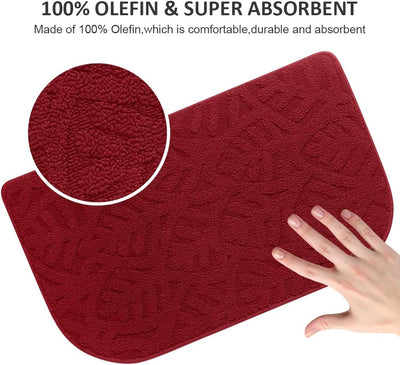 Kitchen Rug Mats, 30"X18" Non Slip Kitchen Mat Irregular Half round Kitchen Carpet, Designed in Latex Backing Absorbent and Machine Washable for Kitchen Doorway Bathroom Floors (Red)