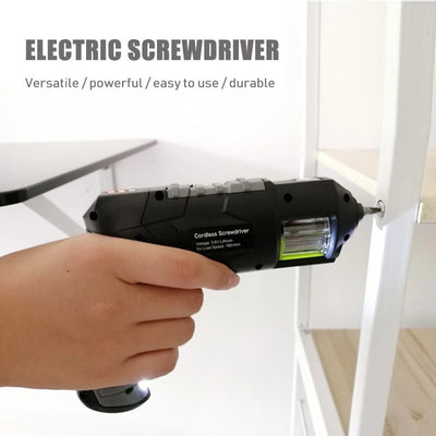 Cordless Electric Screwdriver 3.6V Rechargeable Lithium Battery Deformable with LED Lighting and Head for Home DIY for 7 PCS