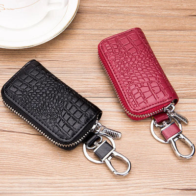 Mini Key Holder for Car Keys Wallet Pouch Bag Premium Leather Keychain Housekeeper Car Key Case Unisex Organizer Key Pouch Purse