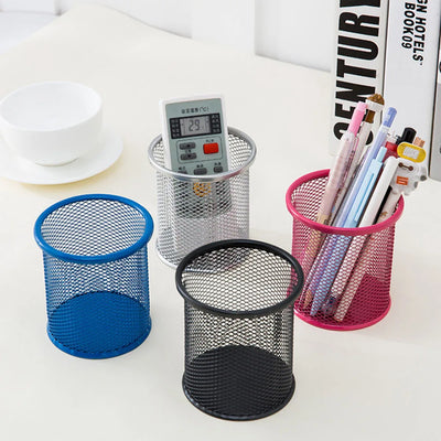 Desktop Office Mesh Metal Pencil Holder Pen Pencil Brush Pot Holder Storage Container Office Desk Organizer Office Organizer New